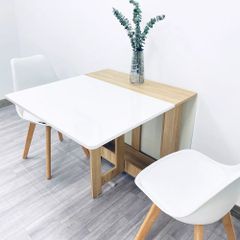 Bàn ăn thông minh có bánh xe vân gỗ trắng - GP97.41 - Nội Thất IGA Việt Nam