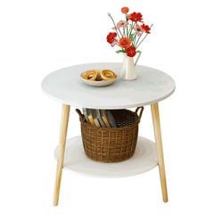 Bàn Trà Tròn Chân Gỗ 2 Tầng IGA Tiện Lợi Mọi Không Gian- GP54
