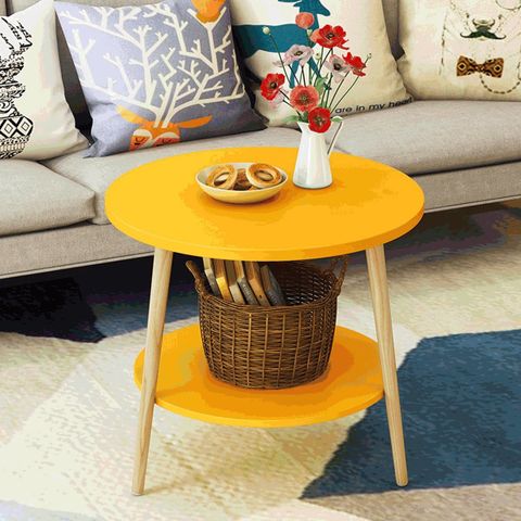 Bàn Trà Tròn Chân Gỗ 2 Tầng IGA Tiện Lợi Mọi Không Gian- GP54