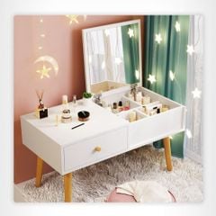 Bàn Phấn Trang Điểm Ngồi Bệt Gỗ MDF kèm gương và ngăn kéo tiện lợi  - GP143