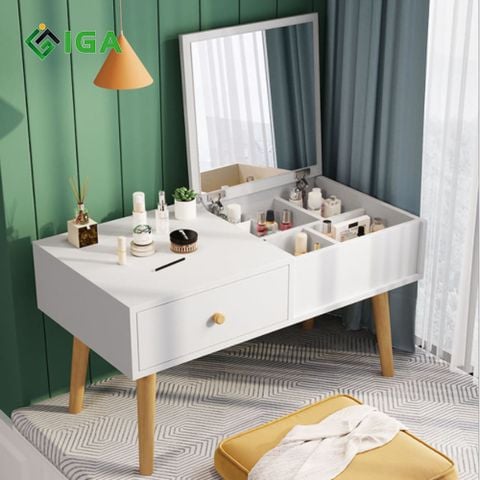 Bàn Phấn Trang Điểm Ngồi Bệt Gỗ MDF kèm gương và ngăn kéo tiện lợi - GP143