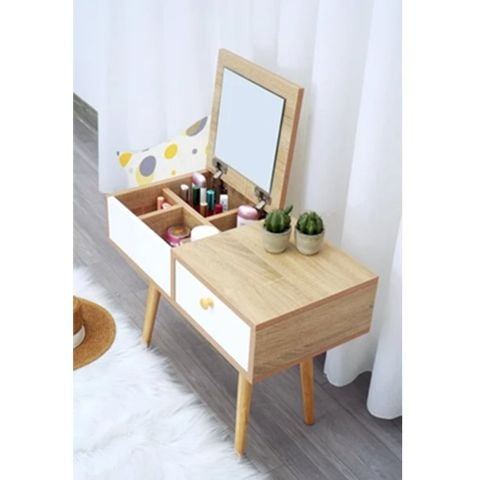 Bàn Phấn Trang Điểm Ngồi Bệt Gỗ MDF kèm gương và ngăn kéo tiện lợi - GP143