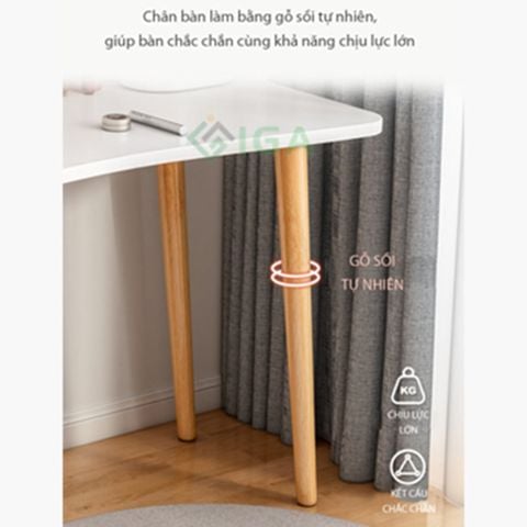 Bàn trang điểm gỗ MDF kèm gương LED cảm ứng mang thiết kế nhỏ gọn, đơn giản cho góc trang điểm tối giản, hiện đại - GP201