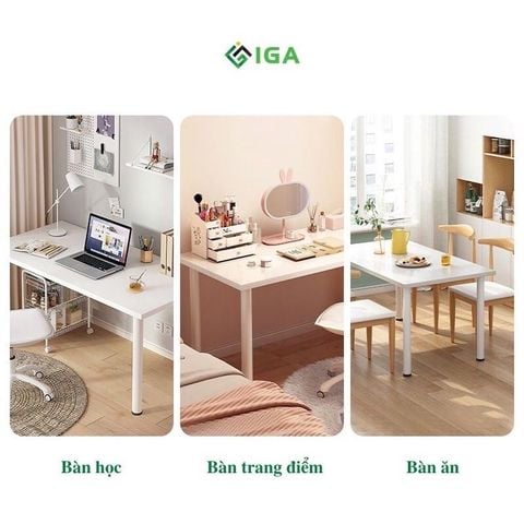 Bàn Làm Việc Gỗ MDF Chân Sắt Tròn Hiện Đại GM62 - Nội Thất IGA Việt Nam