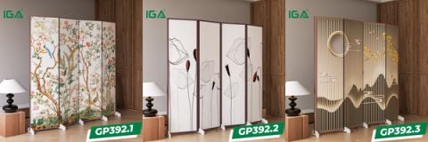 Bộ Bình Phong In Họa Tiết 4 Tấm Vải Canvas - GP392 - IGA VIỆT NAM