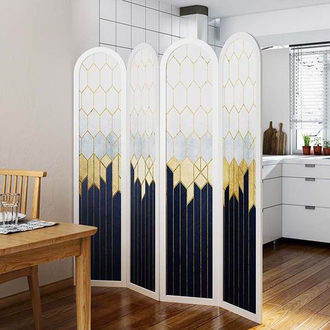 Vách ngăn phong thủy IGA in họa tiết 3D xanh dương phong thủy hiện đại, có bo góc trên - BP.IN.12 - Nội Thất IGA Việt Nam