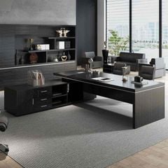 Bàn giám đốc có kèm tủ màu óc chó - GDN1