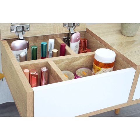 Bàn Phấn Trang Điểm Ngồi Bệt Gỗ MDF kèm gương và ngăn kéo tiện lợi - GP143