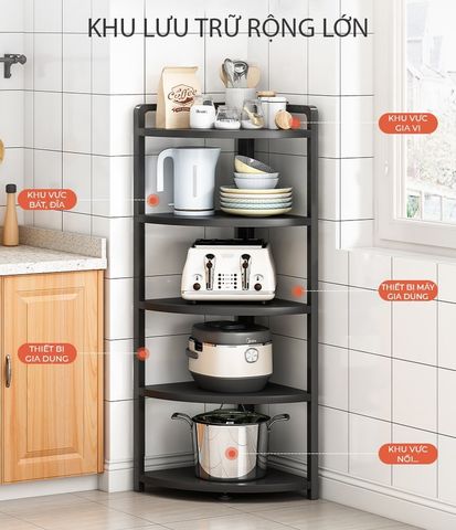 Kệ Góc 4 - 5 Tầng Full Đen - GM119 - Nội Thất IGA Việt Nam - Hết hàng