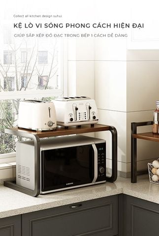 Kệ Lò Vi Sóng Khung Trắng Vân Gỗ/ Khung Đen Gỗ Óc Chó - GM157 - Nội Thất IGA Việt Nam