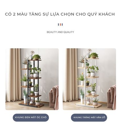 Kệ Để Chậu Cây Đa Tầng Khung Trắng Vân Gỗ/ Khung Đen Gỗ Óc Chó - GM159 - Nội Thất IGA Việt Nam