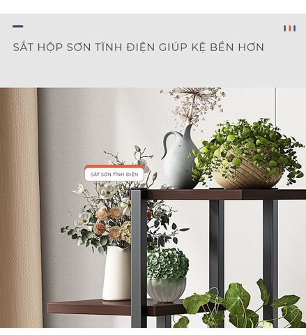 Kệ Để Chậu Cây Đa Tầng Khung Trắng Vân Gỗ/ Khung Đen Gỗ Óc Chó - GM159 - Nội Thất IGA Việt Nam