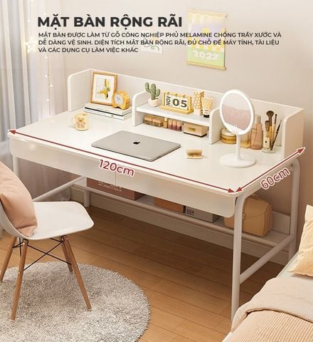 Bàn Làm Việc Có Ngăn Full Trắng - GM162 - Nội Thất IGA Việt Nam