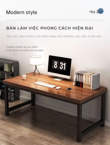 Bàn Làm Việc Khung Đen - Màu Vân Gỗ/Màu Gỗ Óc Chó - GM166 - Nội Thất IGA Việt Nam