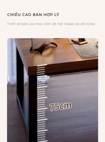 Bàn Làm Việc Khung Đen - Màu Vân Gỗ/Màu Gỗ Óc Chó - GM166 - Nội Thất IGA Việt Nam