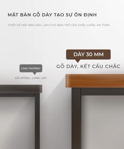 Bàn Làm Việc Khung Đen - Màu Vân Gỗ/Màu Gỗ Óc Chó - GM166 - Nội Thất IGA Việt Nam