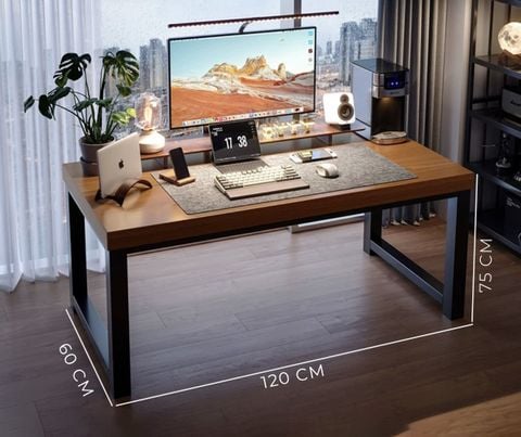 Bàn Làm Việc Khung Đen - Màu Vân Gỗ/Màu Gỗ Óc Chó - GM166 - Nội Thất IGA Việt Nam