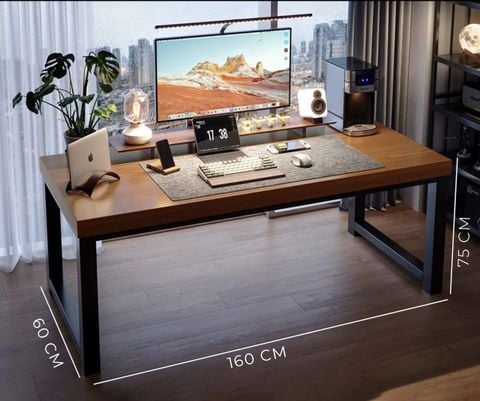 Bàn Làm Việc Khung Đen - Màu Vân Gỗ/Màu Gỗ Óc Chó - GM166 - Nội Thất IGA Việt Nam