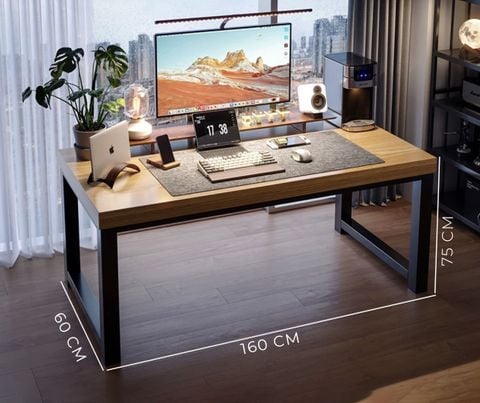 Bàn Làm Việc Khung Đen - Màu Vân Gỗ/Màu Gỗ Óc Chó - GM166 - Nội Thất IGA Việt Nam