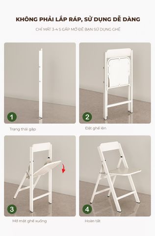 Ghế Gấp Gọn Đa Năng Trắng - GM192 - Nội Thất IGA Việt Nam