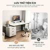 Bàn làm việc kèm tủ đồ khung đen mặt gỗ trắng GM196.21