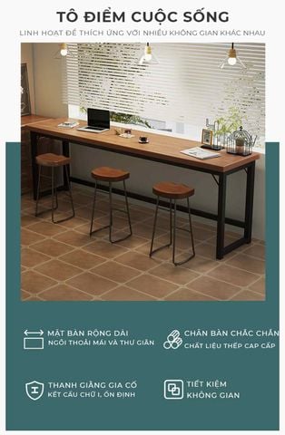 Bàn làm việc khung đen gỗ óc chó GM205.26