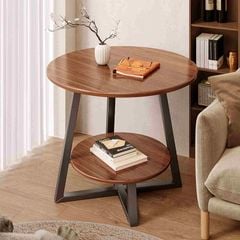 Bàn trà chân đen mặt gỗ óc chó - GM206.26