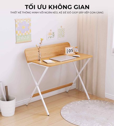 Bàn làm việc khung trắng vân gỗ - GM210