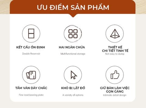 Kệ laptop để bàn khung trắng vân gỗ - GM212.13