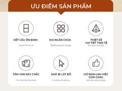 Kệ laptop để bàn khung trắng vân gỗ - GM212.13