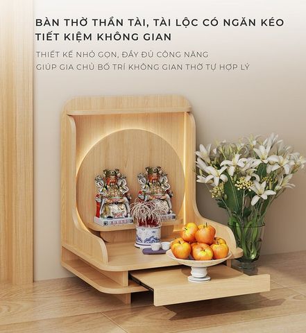 Bàn Thờ Thần Tài Vân Gỗ Có Ngăn Kéo - GP337 - Nội Thất IGA Việt Nam