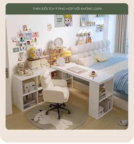 Bàn Làm Việc Đa Năng Tích Hợp Tủ Đựng Đồ Kèm Kệ Sách - GP368 - Nội Thất IGA Việt Nam