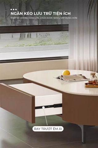 Bàn trà Sofa TC bọc da chân sắt vân đá - GP385