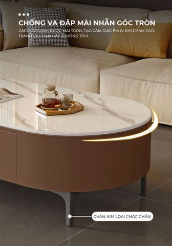 Bàn trà Sofa TC bọc da chân sắt vân đá - GP385