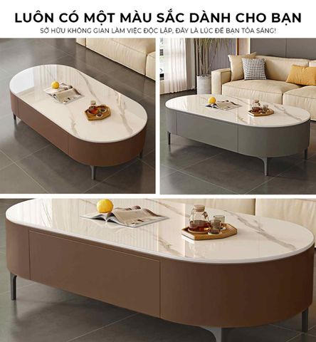 Bàn trà Sofa TC bọc da chân sắt vân đá - GP385