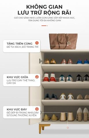 Tủ giày cánh mở full trắng - GP387