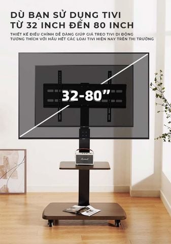 Kệ treo TV di động khung thép chống ghỉ loại nâng hạ - GM173.26 - Nội Thất IGA Việt Nam