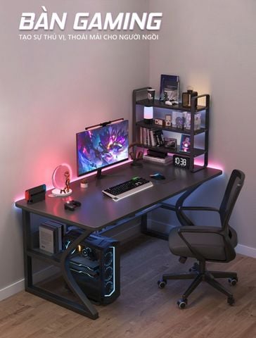 Bàn Gaming Chân Sắt Chữ K mang phong cách Hiện Đại, Cá Tính - Màu đen - GM67