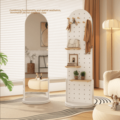 Gương soi toàn thân xoay 360 độ kết hợp bảng treo đồ Pegboard - GP312