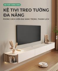Kệ tivi treo tường thông minh 3 cánh mở tiện lợi cho không gian phòng khách hiện đại, sang trọng - GP326.01