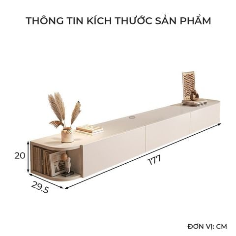 Kệ tivi treo tường thông minh 3 cánh mở tiện lợi cho không gian phòng khách hiện đại, sang trọng - GP326.01