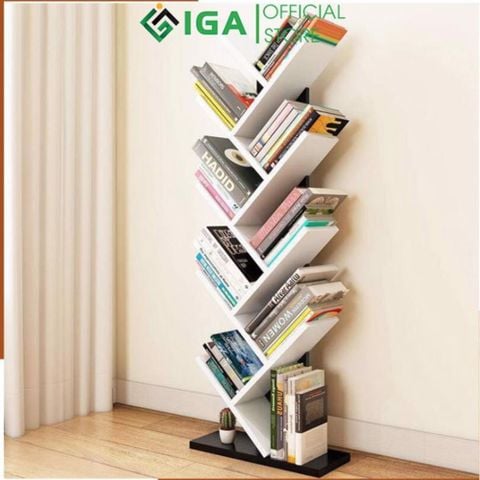 Kệ Sách Đứng Hình Cây Gỗ MDF Cho Góc Làm Việc, Học Tập Tiện Lợi - GP03