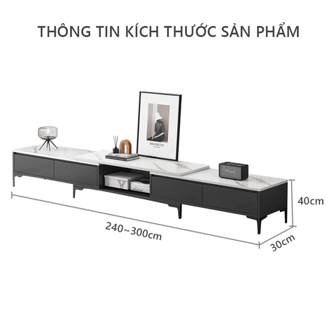 Kệ T. Gỗ Công Nghiệp Mặt Vân Đá Thông Minh Mở Rộng Kích Thước tùy chỉnh cho không gian phòng khách sang trọng - GP299