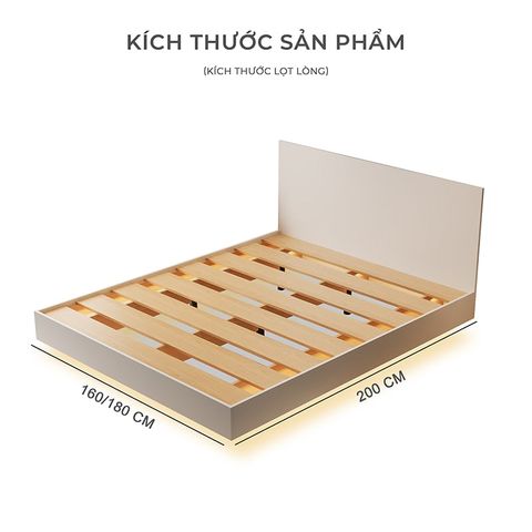 Giường bay vân gỗ có đệm giường màu trắng - GP346