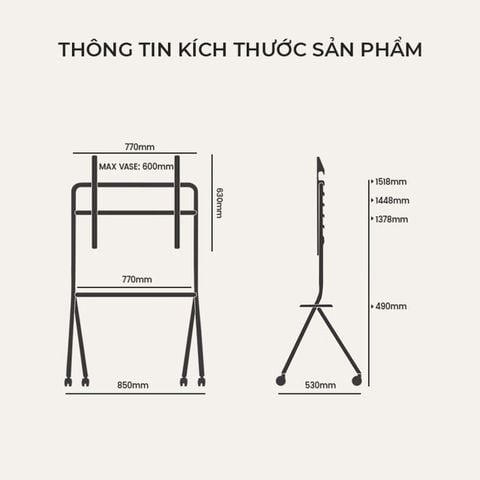 Giá Treo Tivi Di Động IGA Hiện Đại, Linh Hoạt Sử Dụng - GM189.V2