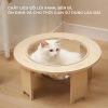 Ổ Mèo Gỗ Tròn Hiện Đại IGA Kết Hợp Mika Trong Suốt - GU4