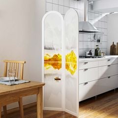 Bình phong thiết kế in hoạ tiết sông núi, có bo góp trên - BP.IN.10 - Nội Thất IGA Việt Nam