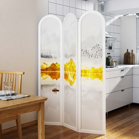 Bình phong thiết kế in hoạ tiết sông núi, có bo góp trên - BP.IN.10 - Nội Thất IGA Việt Nam