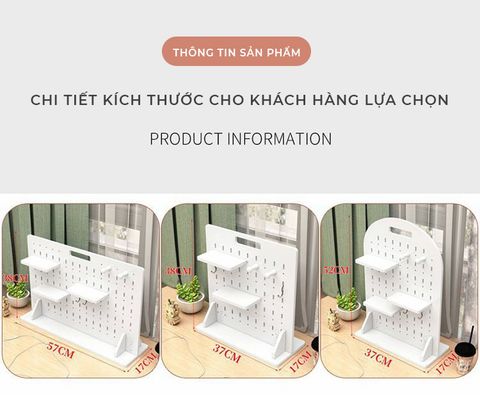 Bảng Pegboard Để Bàn Màu Trắng - Gọn Gàng, Thẩm Mỹ - IG417