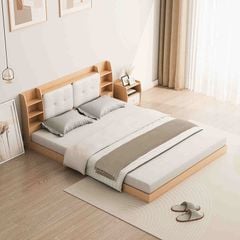 Giường bệt kèm đệm đầu giường 1m6x2m vân gỗ - GP388